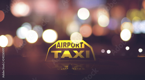 Airport Taxi Board With Illuminated Traffic Lights