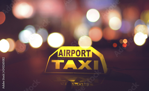 Airport Taxi Board Close Up With Bokeh