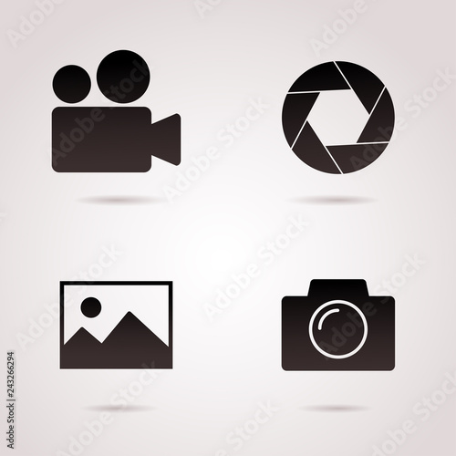 Photography icon set isolated on white background.