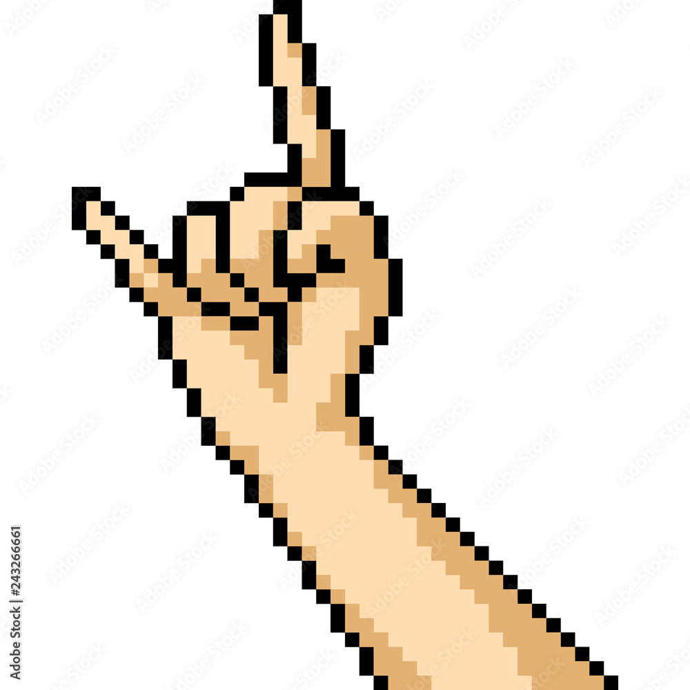 vector pixel art rock hand