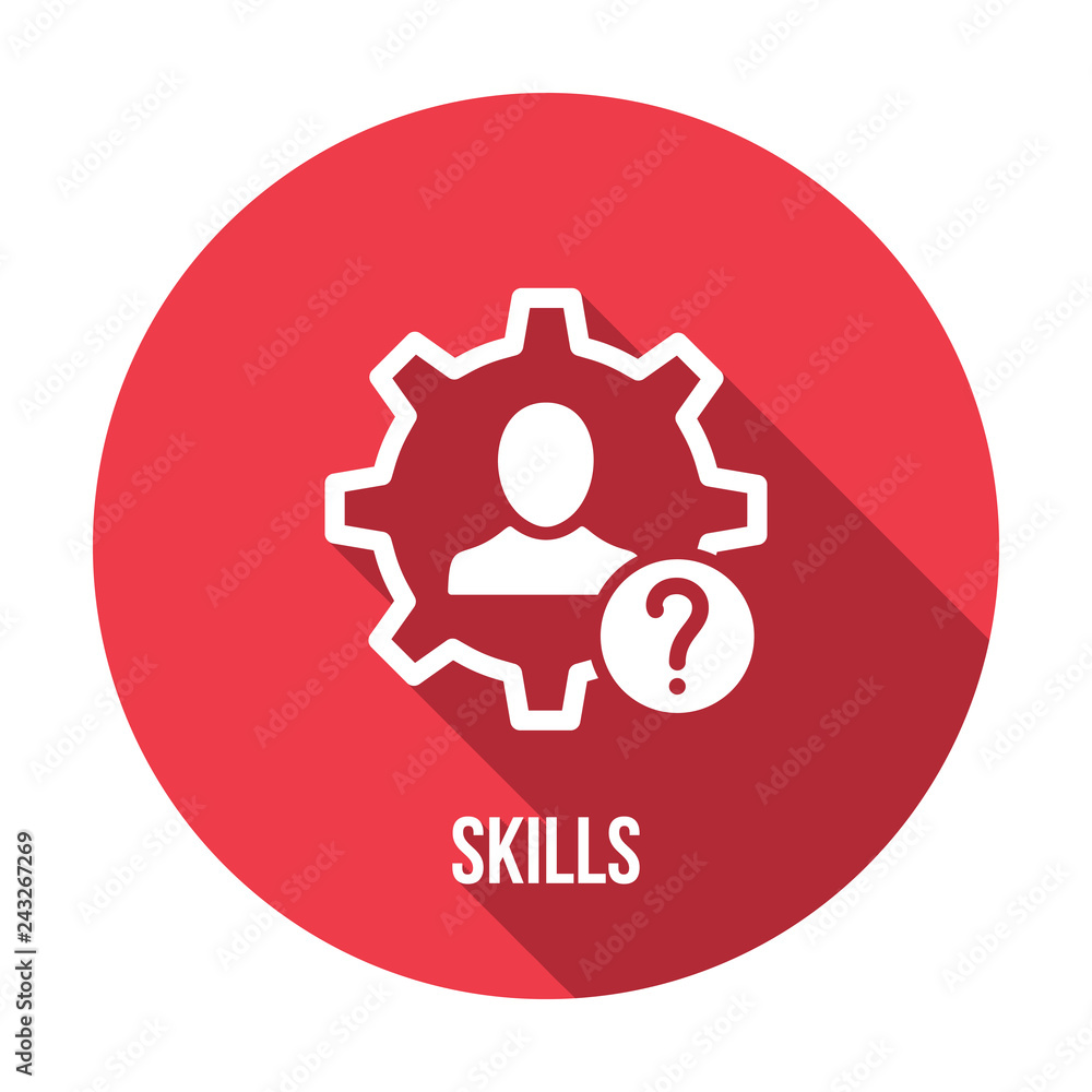 Skills icon with question mark. Skills icon and help, how to, info, query symbol. Vector icon Skills icon with question mark. Skills icon and help, how to, info, query symbol. Vector icon