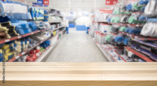 Wooden table top in front o...