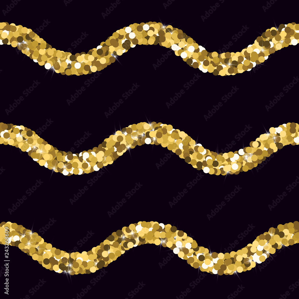 Golden confetti. Round gold glitter. Gradient Scattering on a black background. Glitter. Christmas shiny background. Golden confetti. Round gold glitter. Gradient Scattering on a black background. Glitter. Christmas shiny background.