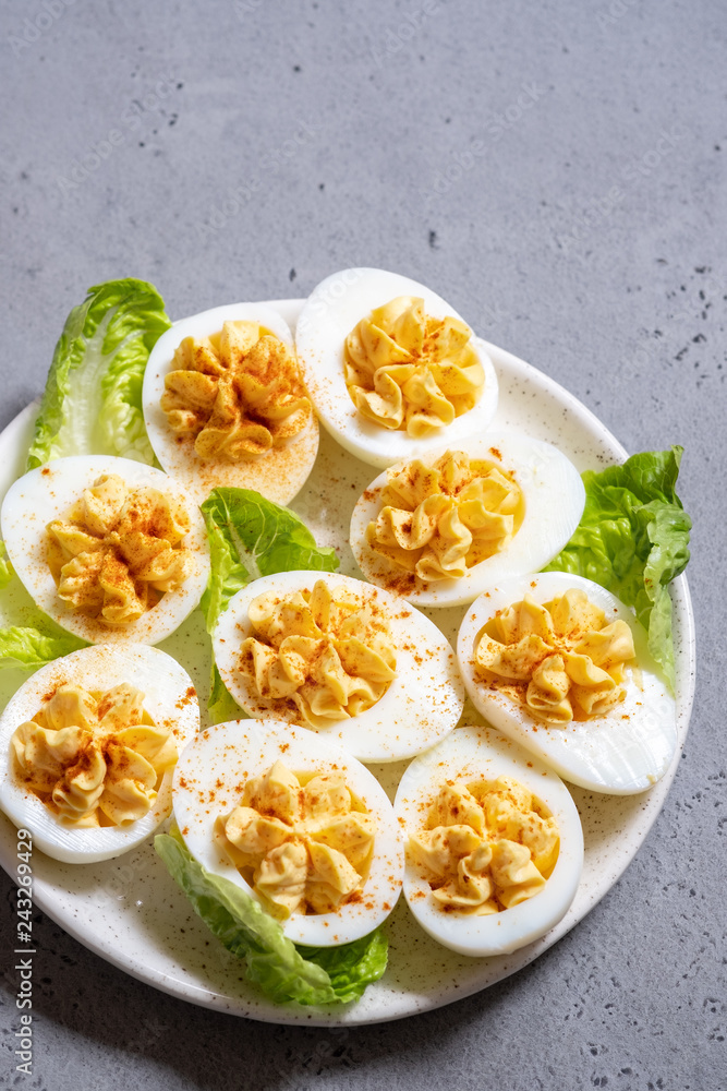 Healthy Deviled Eggs as an Appetizer with Paprika Healthy Deviled Eggs as an Appetizer with Paprika