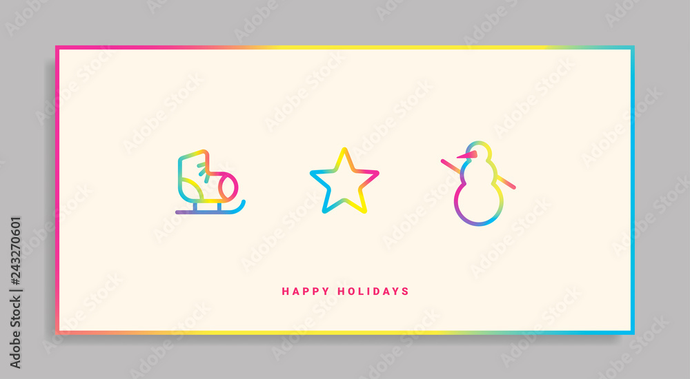 Winter holidays greeting card with gradient icons Winter holidays greeting card with gradient icons