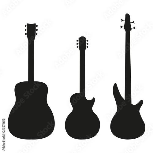 Set guitar in silhouette style on a white background