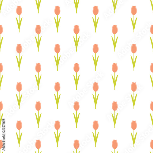 Vector seamless pattern with tulips. Seamless pattern.