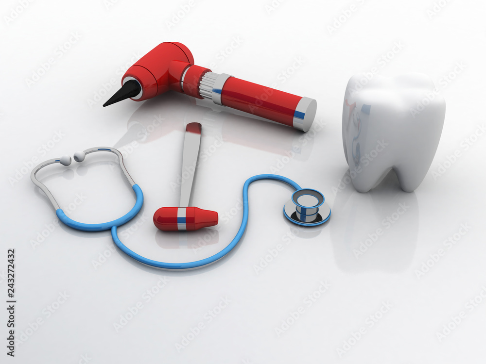 3d rendering Stethoscope with teeth 3d rendering Stethoscope with teeth