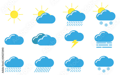Set icons cloud weather on white background