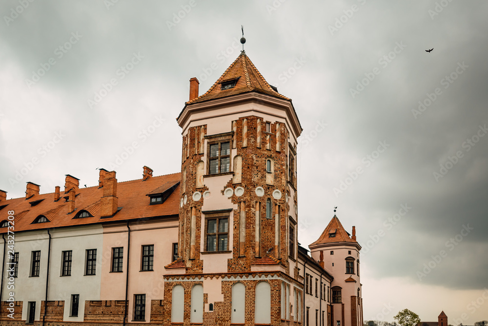 Fototapeta premium ancient castle, brick walls of the old castle, historical building