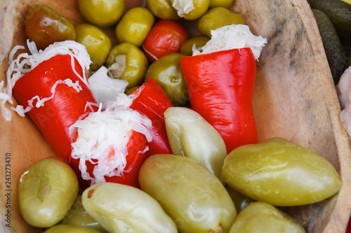 Romanian pickles , peppers and cucumbers photo