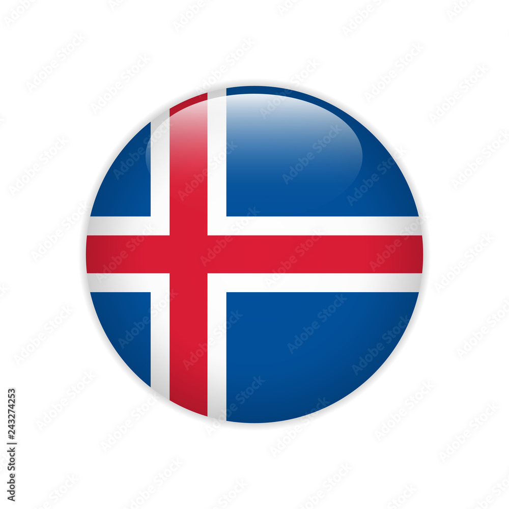 Iceland flag on button Iceland flag on button