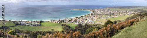 Apollo Bay panoramic view of coastline from Marriners Lookout, Victoria, Australia photo