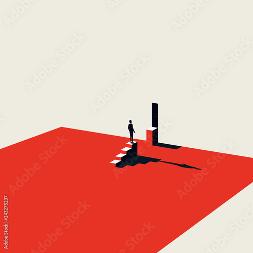 Business challenge and overcoming vector concept in minimalist art style. Symbol of motivation, ambition and success.