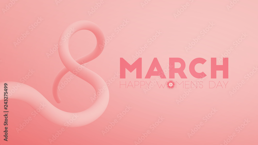 Happy Women's Day blended interlaced fluid figure eight over pink background Happy Women's Day blended interlaced fluid figure eight over pink background