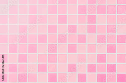 White or Pink ceramic wall and floor tiles abstract background. Design geometric mosaic texture for the decoration of the bedroom.