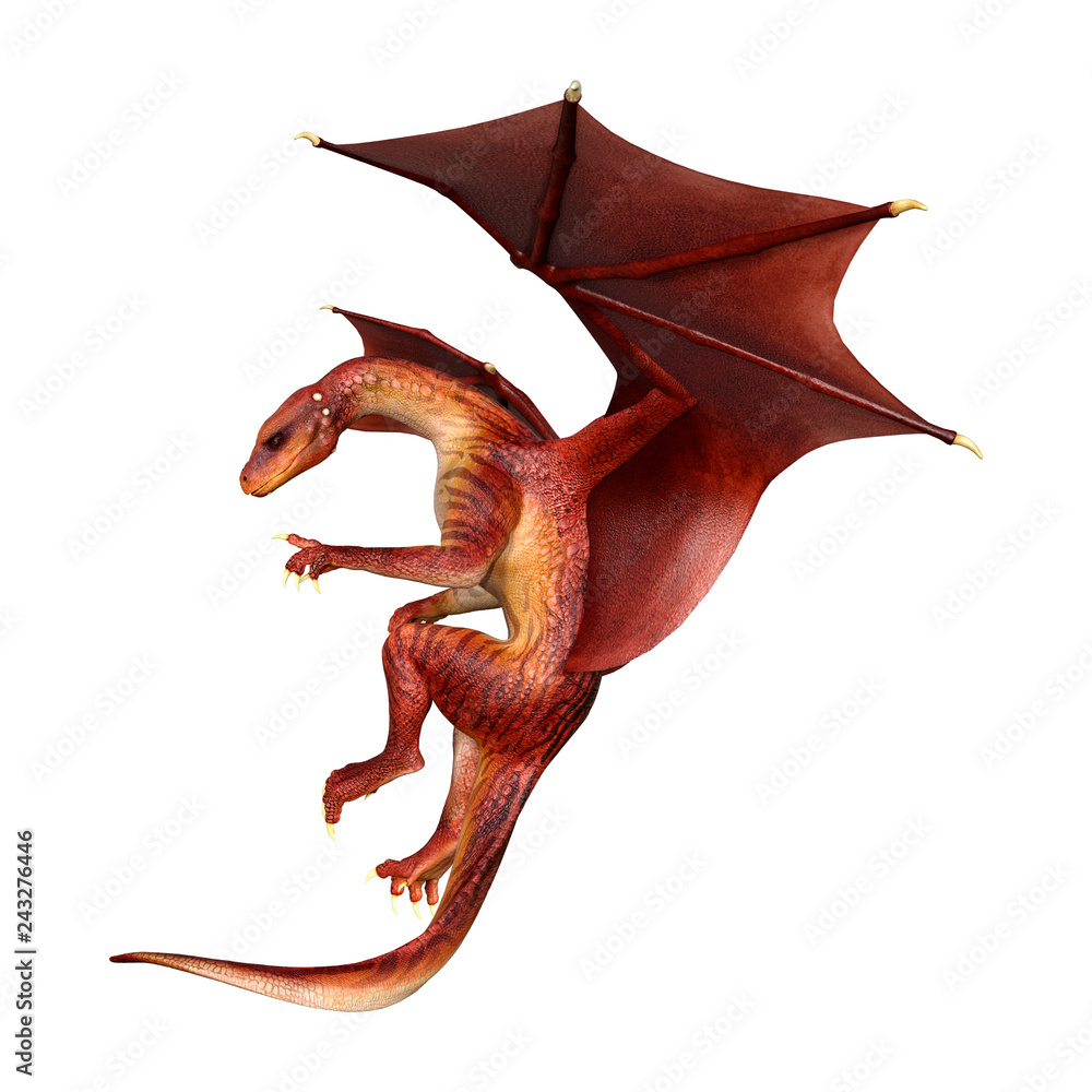Fototapeta premium 3D Rendering Fairy Tale Dragon on White