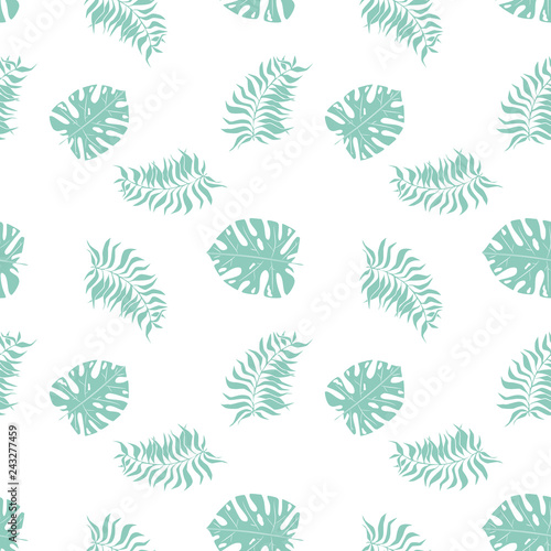 Monstera palm tropical jungle leaf seamless pattern