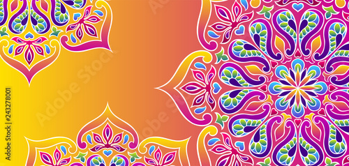 Indian ornamental background. Ethnic folk mandala.