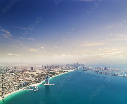 Aerial view of Dubai shore downtown
