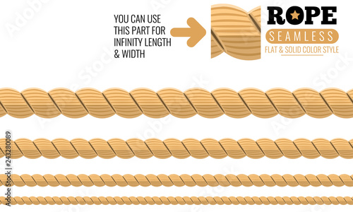 Set of rope with flat style for brush stroke. Vector illustration