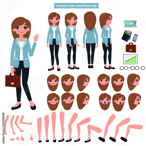 Creation of cartoon character woman set 