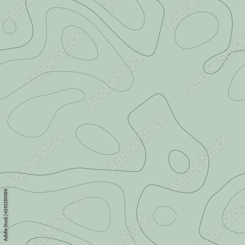 Admirable topographic map in green tones, seamless design, amusing tileable pattern. Vector illustration.