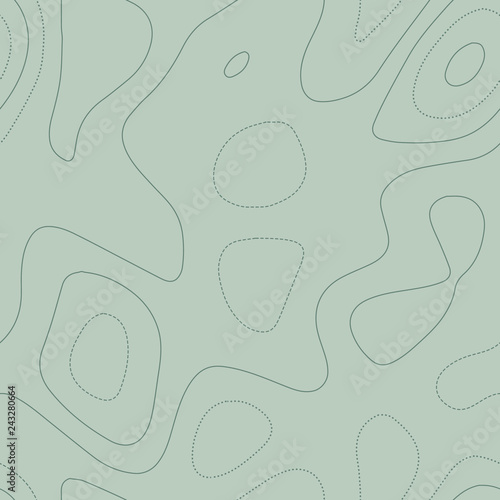 Amazing topography. Admirable topographic map in green tones, seamless design, bewitching tileable pattern. Vector illustration.