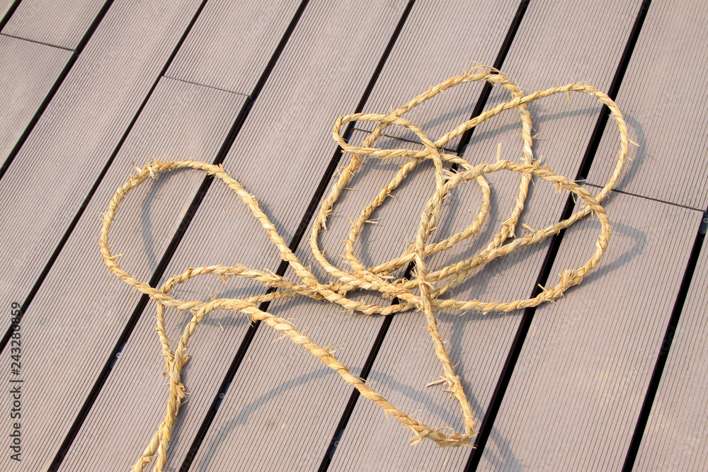 Straw rope on the floor Straw rope on the floor