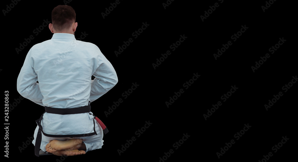 Brazilian jiu jitsu zawodnik siedzi - obrazy, fototapety, plakaty 
