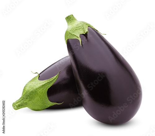 eggplant isolated on white background, clipping path, full depth of field