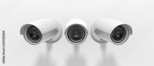 Security Cameras CCTV isolated on white background. 3d illustration photo