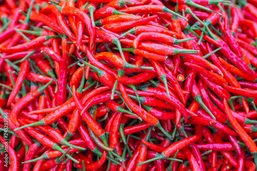 Close-up Of Fresh red chili pepper. © meeboonstudio