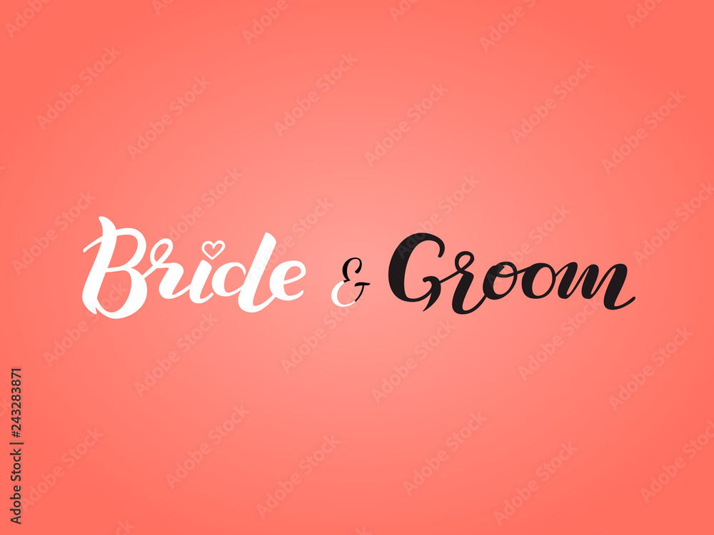Bride and Groom lettering. Vector illustration Bride and Groom lettering. Vector illustration