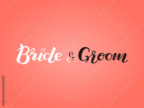 Bride and Groom lettering. Vector illustration