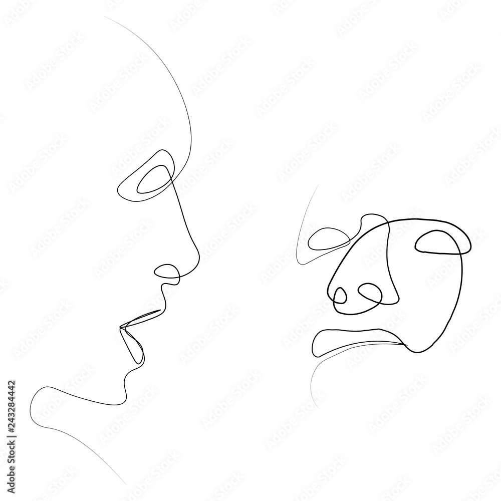 Abstract face one line Abstract face one line