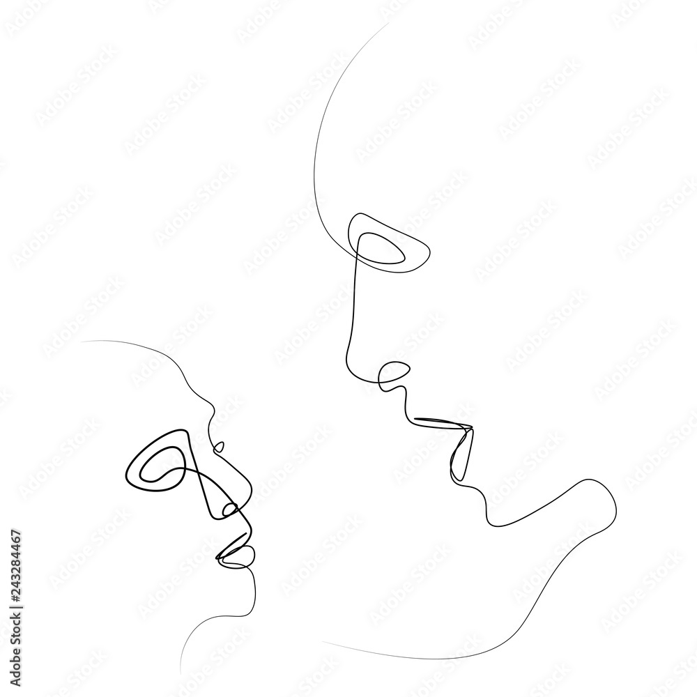 Abstract face one line Abstract face one line