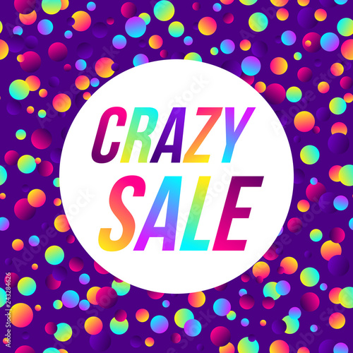 Crazy sale web banner, lots of colorful lines, frame for text. Vector illustration. Abstract geometric background 80s style, bright neon colors. Party poster template. 