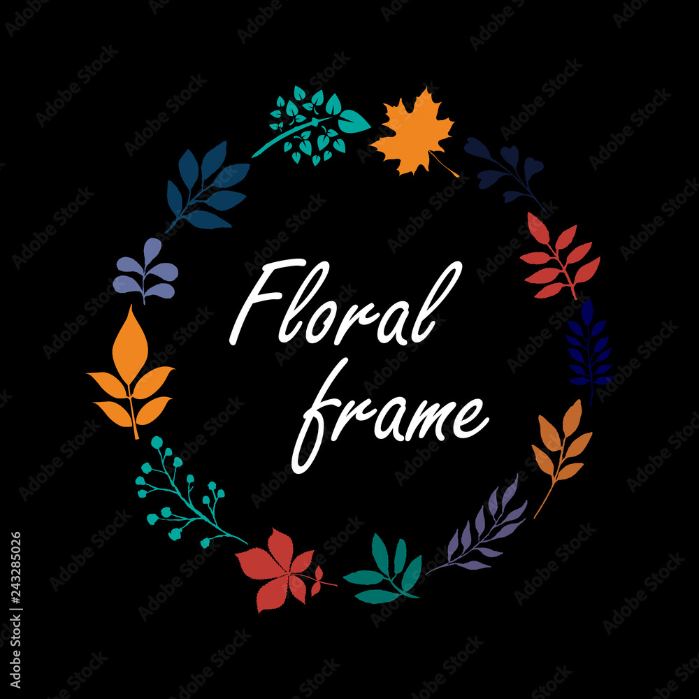 Colorful leaves frame on black Colorful leaves frame on black