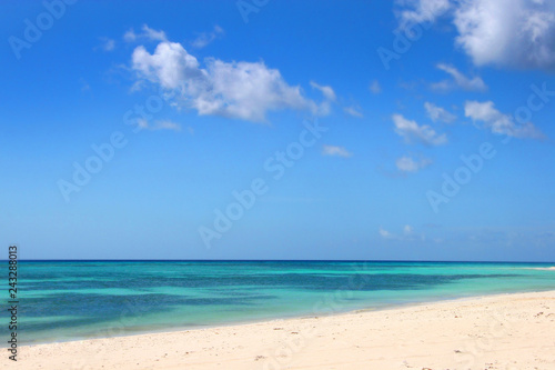 Turquoise sea   blue sky against a beautiful white beach  Aruba