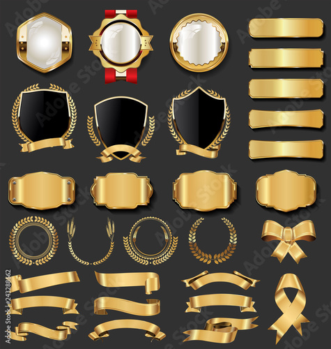 Retro vintage golden badges and labels collection