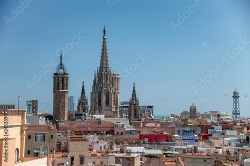 Barcelona aerial skyline on a beautiful spring day, Spain © jovannig