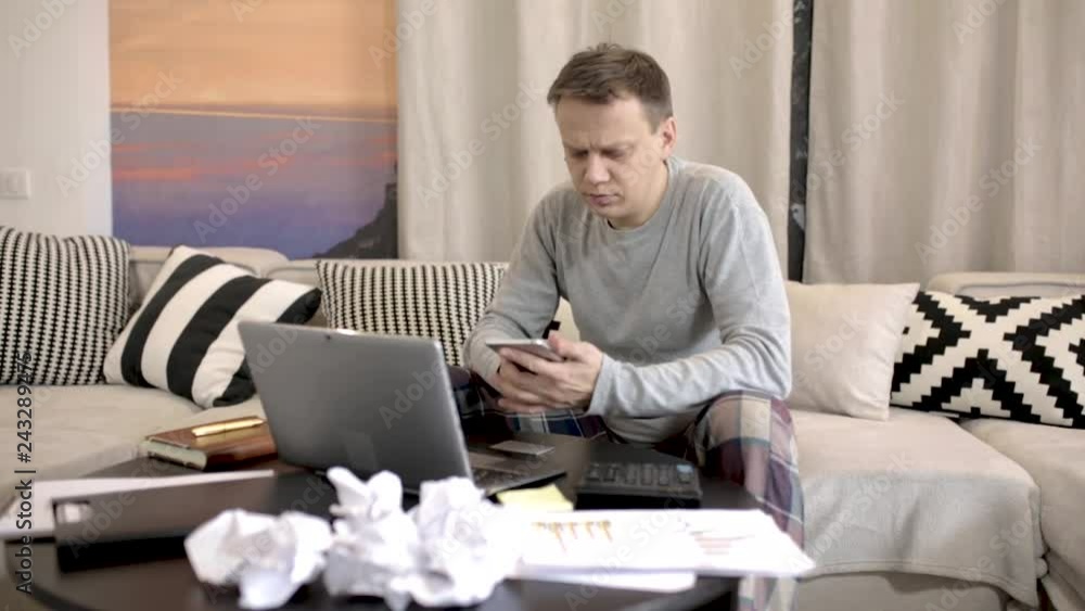 Young father working at home Young father working at home