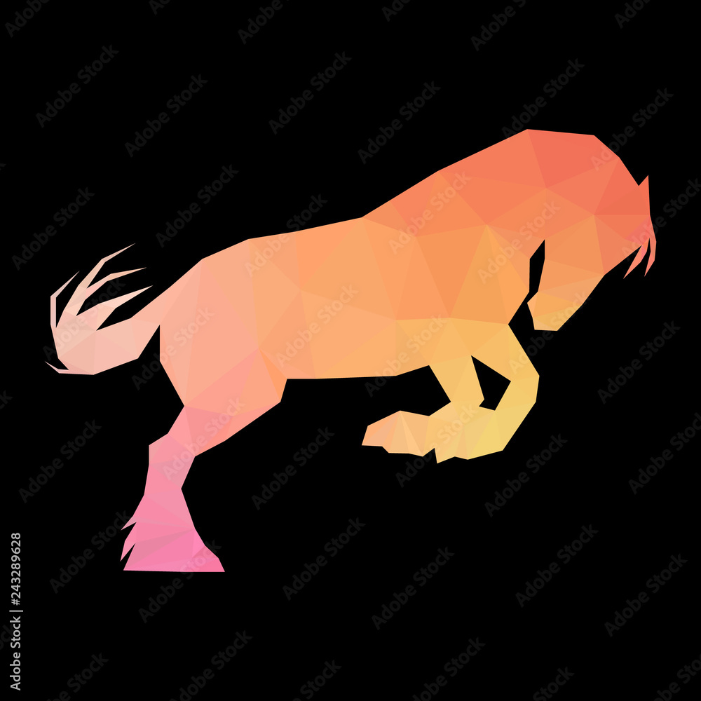 Fototapeta premium Polygonal horse in jump