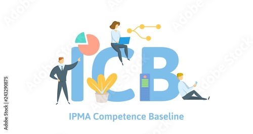 ICB, IPMA Competence Baseline. Concept with keywords, letters and icons. Colored flat vector illustration. Isolated on white background.