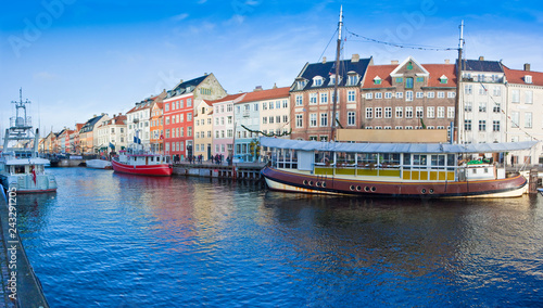Panoramic view of the Nyhavn city during the Christmas holidays