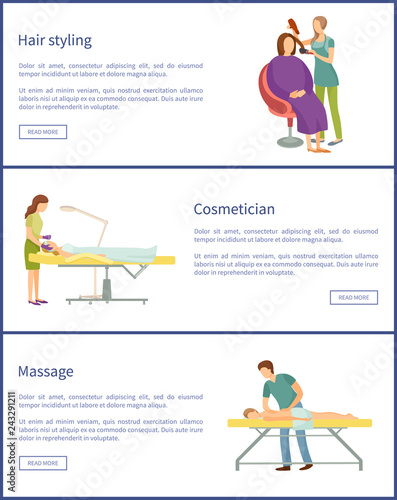 Hair Styling Cosmetician Face Therapy Set Vector