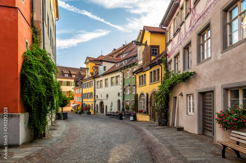 Meersburg, a town in the southwestern German state of Baden-Wurttemberg. On the shore of Lake Constance (Bodensee), it’s surrounded by vineyards. Typical Bavarian cosy small town