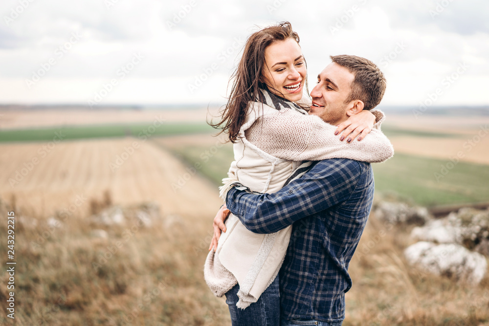 Romantic pretty young couple have fun outdoor. Romantic pretty young couple have fun outdoor.