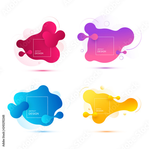 Abstract Gradient geometric banners with flowing liquid shapes. 